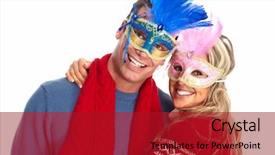  Presentation with happy sad mask - Audience pleasing presentation theme consisting of carnival masks - happy couple with mask isolated backdrop and a crimson colored foreground