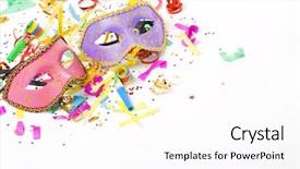 Presentation with masks - Presentation with carnival masks and colorful confetti background and a pink colored foreground