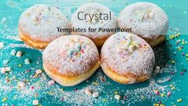  Presentation with powdered - Slide deck enhanced with carnival-powdered-sugar-raised-donuts background and a light blue colored foreground