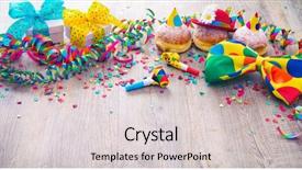  Presentation with powdered - Slide deck consisting of carnival powdered sugar raised donuts background and a light gray colored foreground