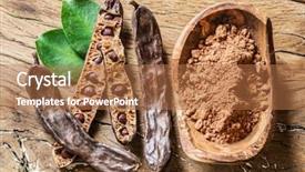  Presentation with carob - Audience pleasing PPT theme consisting of carob pods and carob beans backdrop and a coral colored foreground