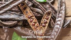  Presentation with carob - Amazing slide deck having carob-pods-and-carob-beans backdrop and a tawny brown colored foreground