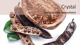  Presentation with carob - Slides enhanced with carob pods and carob powder background and a  colored foreground