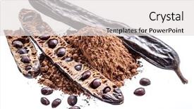  Presentation with carob - Presentation theme featuring carob pods and carob powder background and a  colored foreground