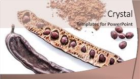  Presentation with carob - Colorful presentation design enhanced with carob pods and carob powder backdrop and a  colored foreground