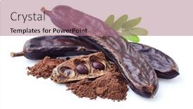  Presentation with beans - Presentation enhanced with carobs-beans-with-leaves background and a coral colored foreground