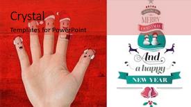  Presentation with white christmas - Presentation theme featuring caroling - christmas caroler fingers against white background and a red colored foreground