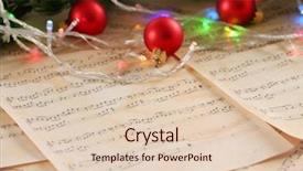  Presentation with music sheets - Presentation enhanced with caroling - christmas decorations on music sheets background and a lemonade colored foreground