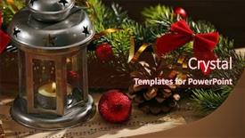  Presentation with music sheets - PPT theme consisting of caroling - christmas decorations on music sheets background and a  colored foreground