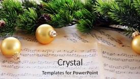  Presentation with music sheets - PPT layouts with caroling - christmas decorations on music sheets background and a lemonade colored foreground