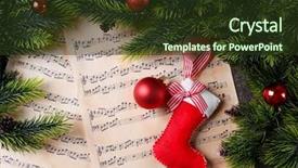  Presentation with music sheets - Beautiful slides featuring caroling - christmas decorations on music sheets backdrop and a tawny brown colored foreground