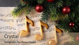  Presentation with music sheets - Slides featuring caroling - christmas decorations on music sheets background and a coral colored foreground