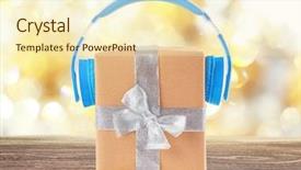  Presentation with christmas music - PPT theme enhanced with caroling - christmas music concept gift box background and a  colored foreground