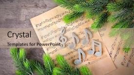  Presentation with music notes - Presentation featuring caroling - music notes and christmas tree background and a  colored foreground