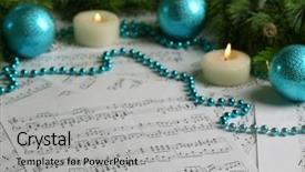  Presentation with music notes - Slides with caroling - music notes with christmas decoration background and a light gray colored foreground