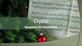  Presentation with music notes - Slide deck featuring caroling - music notes with christmas decoration background and a  colored foreground