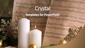  Presentation with christmas music - Amazing PPT theme having caroling - music notes with christmas decoration backdrop and a tawny brown colored foreground