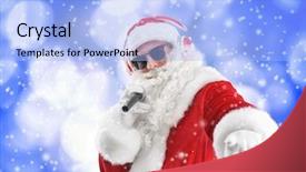  Presentation with christmas music - Colorful PPT theme enhanced with caroling - santa claus singing songs backdrop and a light blue colored foreground