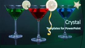  Presentation with dark green - Theme having carom - alcoholic cocktails in martini glasses background and a  colored foreground