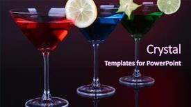  Presentation with alcoholic - Slides enhanced with carom - alcoholic cocktails in martini glasses background and a wine colored foreground