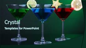  Presentation with dark green - Amazing theme having carom - alcoholic cocktails in martini glasses backdrop and a  colored foreground