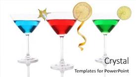  Presentation with alcoholic - Cool new slide set with carom - alcoholic cocktails in martini glasses backdrop and a white colored foreground