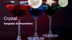 Presentation with alcoholic - Presentation theme featuring carom - alcoholic cocktails in martini glasses background and a  colored foreground