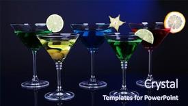  Presentation with dark blue coloured - Cool new PPT theme with carom - alcoholic cocktails in martini glasses backdrop and a navy blue colored foreground