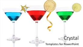  Presentation with alcoholic - Presentation design featuring carom - alcoholic cocktails in martini glasses background and a  colored foreground