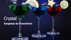  Presentation with dark blue - Cool new PPT theme with carom - alcoholic cocktails in martini glasses backdrop and a  colored foreground