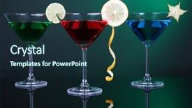  Presentation with dark green - Beautiful theme featuring carom - alcoholic cocktails in martini glasses backdrop and a  colored foreground