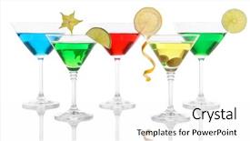  Presentation with alcoholic - PPT layouts enhanced with carom - alcoholic cocktails in martini glasses background and a white colored foreground