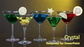  Presentation with colorful cocktails mojito red cocktail - Cool new theme with carom - alcoholic cocktails in martini glasses backdrop and a tawny brown colored foreground