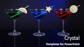  Presentation with colorful cocktails mojito red cocktail - PPT theme having carom - alcoholic cocktails in martini glasses background and a wine colored foreground