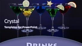  Presentation with dark blue - Slide deck consisting of carom - alcoholic cocktails in martini glasses background and a wine colored foreground