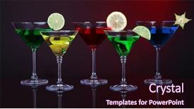  Presentation with alcoholic - PPT layouts with carom - alcoholic cocktails in martini glasses background and a wine colored foreground