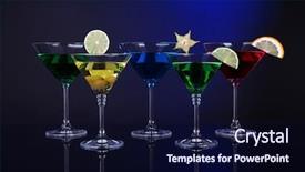  Presentation with music signs dark blue - Colorful presentation design enhanced with carom - alcoholic cocktails in martini glasses backdrop and a wine colored foreground