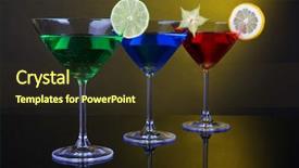  Presentation with colorful cocktails mojito red cocktail - Presentation featuring carom - alcoholic cocktails in martini glasses background and a tawny brown colored foreground