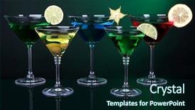  Presentation with dark green - Slides featuring carom - alcoholic cocktails in martini glasses background and a forest green colored foreground