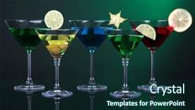  Presentation with dark green deep rich emerald - Beautiful PPT layouts featuring carom - alcoholic cocktails in martini glasses backdrop and a tawny brown colored foreground