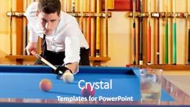  Presentation with winner - Beautiful slide deck featuring carom - billiard winner handsome man playing backdrop and a teal colored foreground