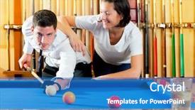  Presentation with billiard - Slide set having carom - couple playing billiard expertise teacher background and a teal colored foreground