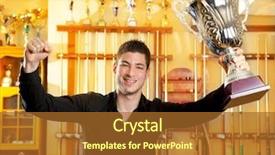  Presentation with silver cup - Cool new slide set with carom - happy proud winner man backdrop and a  colored foreground