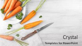  Presentation with carrots - Cool new presentation theme with carotene - fresh carrots and knife backdrop and a  colored foreground