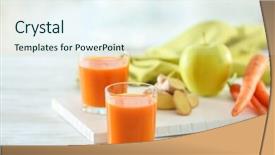  Presentation with juice nature detox cleanse - Cool new PPT layouts with carotene - glasses of carrot juice backdrop and a sky blue colored foreground