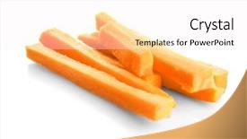  Presentation with white - Audience pleasing presentation consisting of carotene - heap of fresh carrot slices backdrop and a  colored foreground