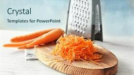  Presentation with wooden - Slide deck consisting of carotene - heap of grated carrot background and a  colored foreground