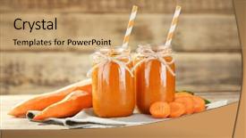  Presentation with smoothie - Presentation design with carotene - jars with carrot smoothie background and a coral colored foreground