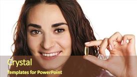  Presentation with oil - Presentation design having carotid - portrait of young woman background and a tawny brown colored foreground