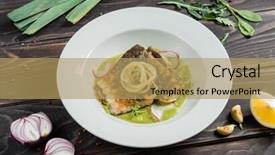  Presentation with celery - Cool new PPT theme with carp-fillet-with-cream backdrop and a coral colored foreground